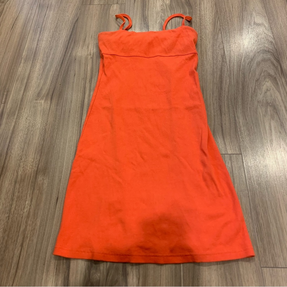 Moda International Ribbed Cotton Tank Mini Dress Orange